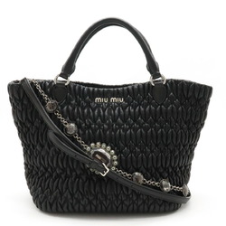 Miu Miu Miu Nappa Crystal Handbag Tote Bag Shoulder Leather NERO Black RN0896