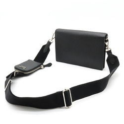 PRADA Prada SAFFIANO Envelope Bag Shoulder Pochette Clutch Leather NERO Black 1BP020