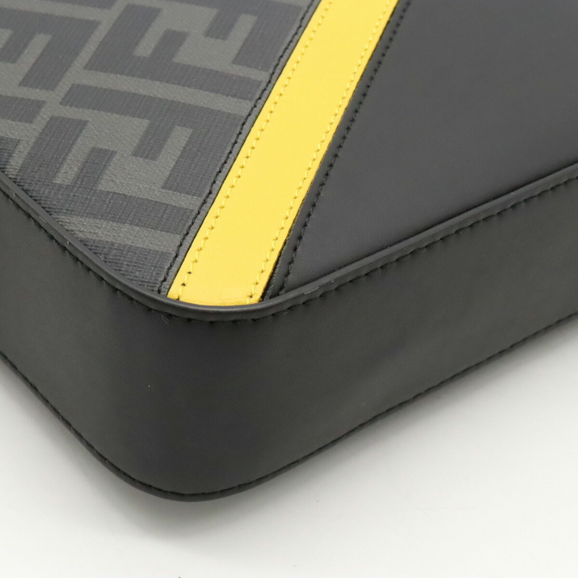 FENDI Diagonal Zucca Pattern Camera Case Shoulder Bag Coated Canvas Leather Gray Yellow Black 7M0286