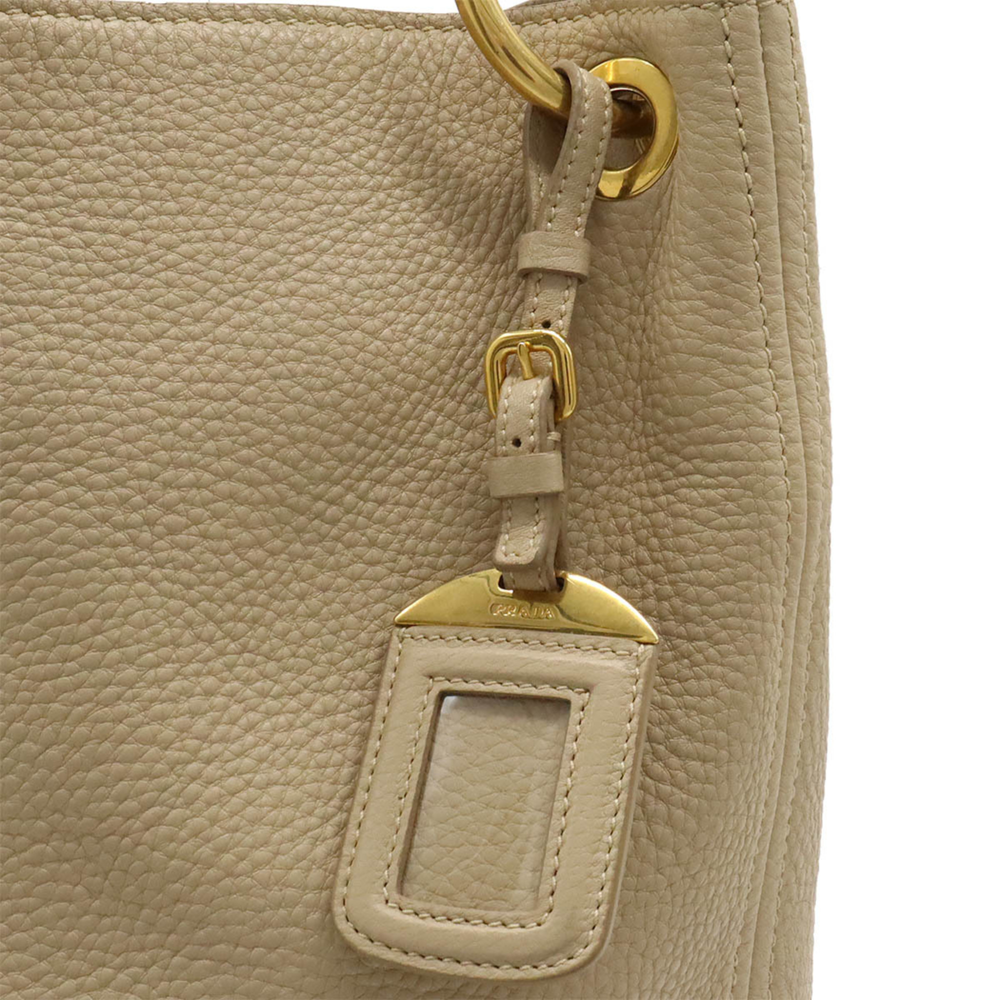 PRADA VIT.DAINO shoulder bag leather beige BR4892