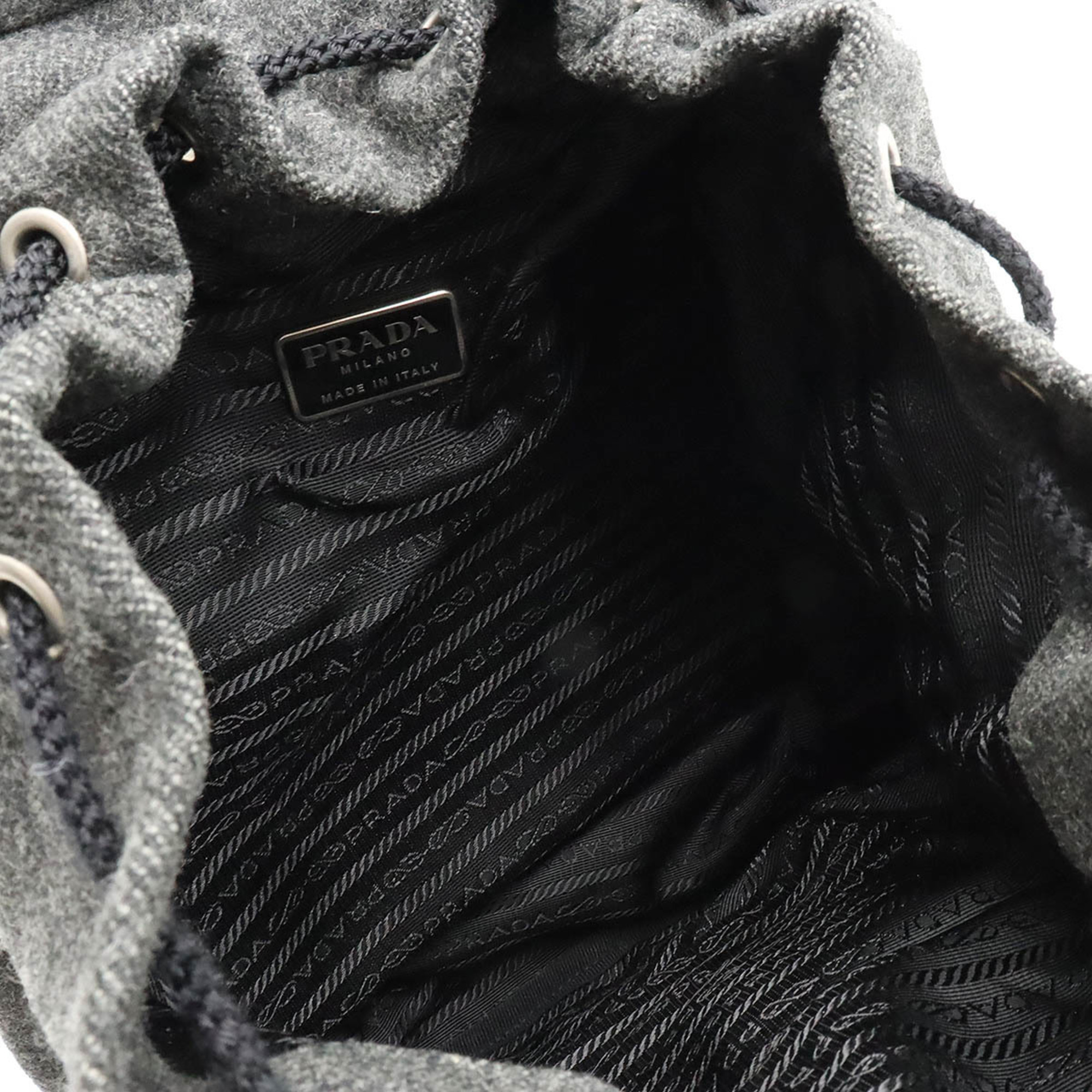 PRADA Prada Backpack Rucksack Wool Canvas Gray Black V203