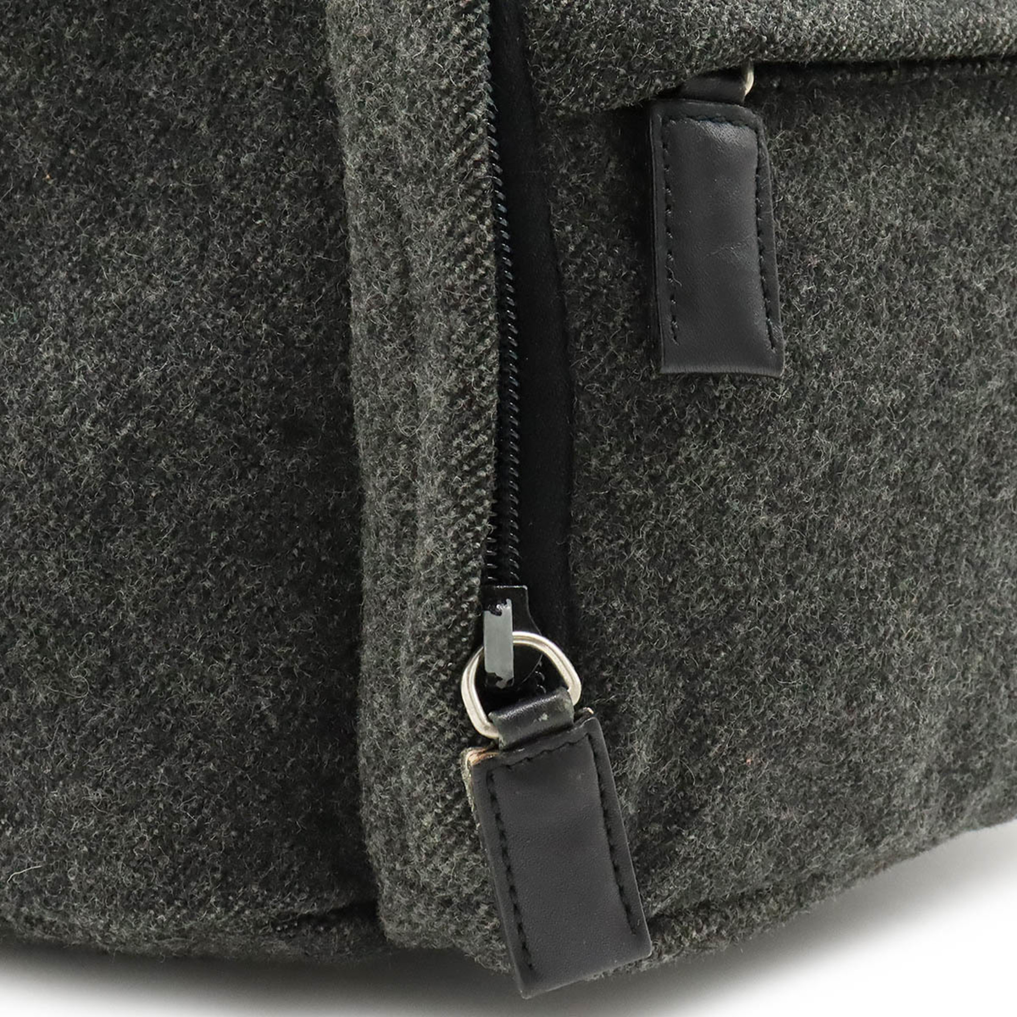 PRADA Prada Backpack Rucksack Wool Canvas Gray Black V203