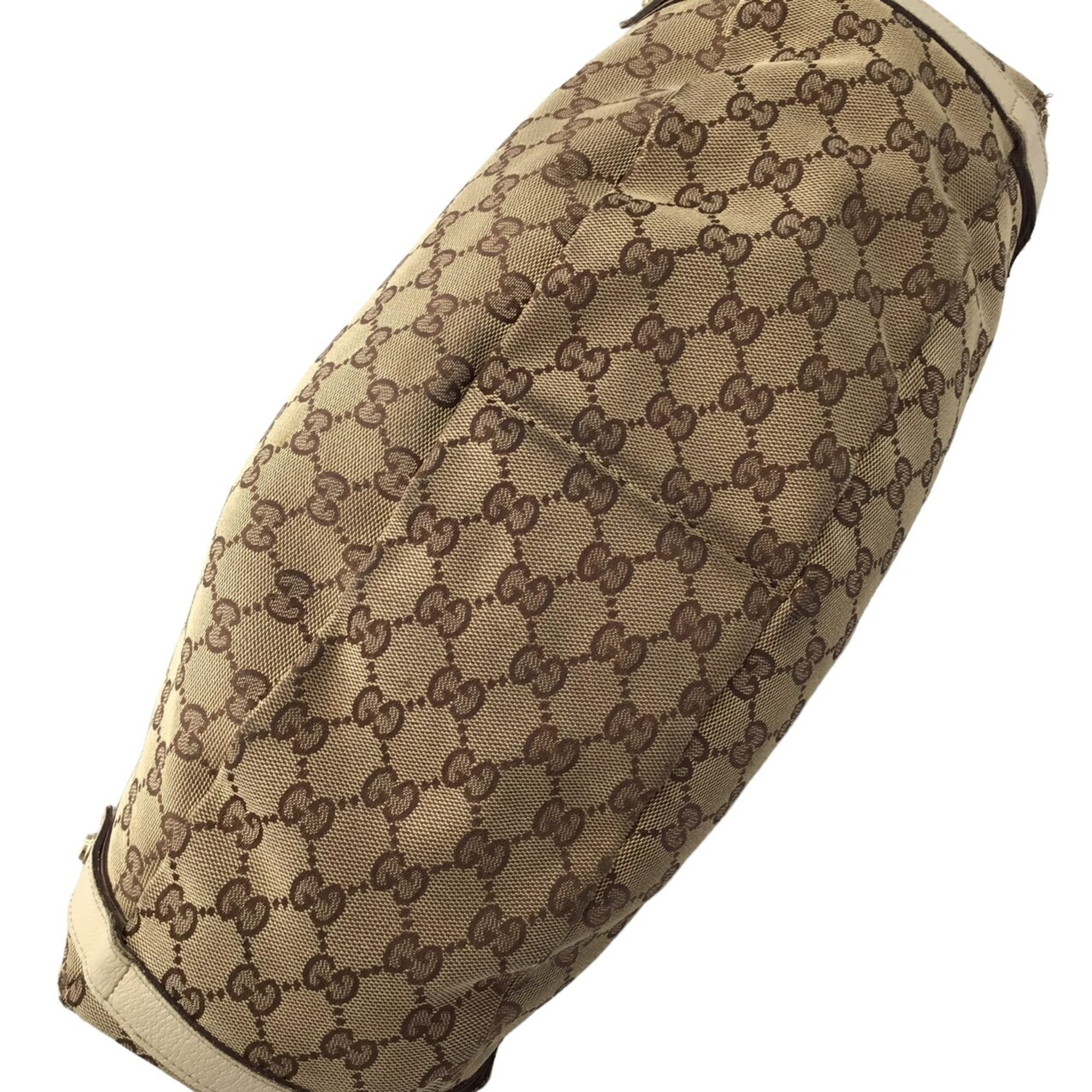 GUCCI Gucci GG Canvas Handbag Shoulder Bag 130736 Ivory Beige Brown Shopping Women's