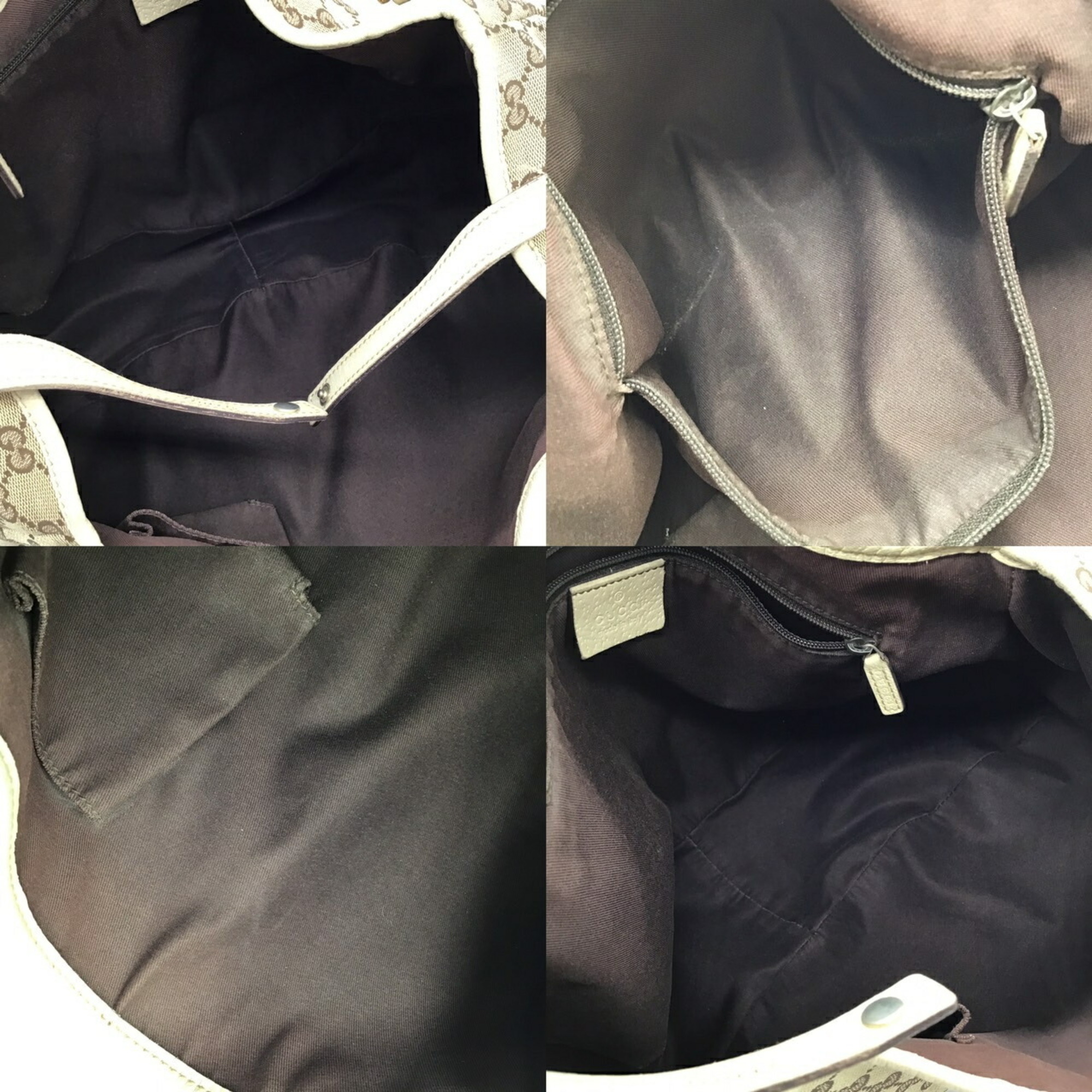 GUCCI Gucci GG Canvas Handbag Shoulder Bag 130736 Ivory Beige Brown Shopping Women's