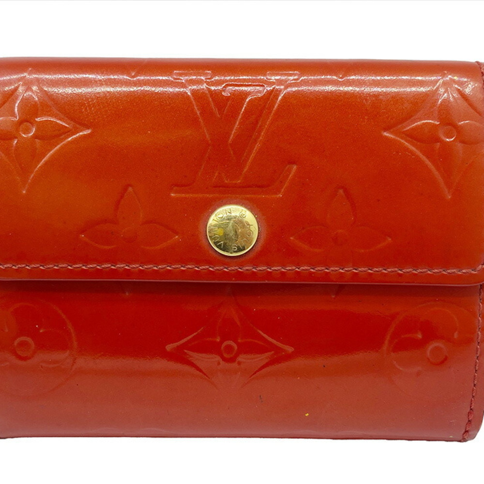 LOUIS VUITTON Louis Vuitton Monogram Vernis Ludlow M91978 BJ1003 Red Pomme d'Amour Coin Purse Card Case Pass Compact Women's