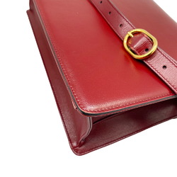 GUCCI GG Marmont Shoulder Bag 596478 Leather Handbag Red Women's