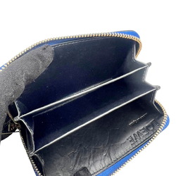 LOEWE Card and coin case, round, textured calf leather, blue, purse, women's, men's