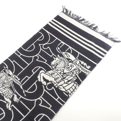 BURBERRY Montage Wool Silk Jacquard Stole (Black White) Men's