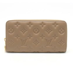 LOUIS VUITTON Louis Vuitton Monogram Embossed Zippy Wallet Round Long Lamb Leather Taupe Greige M81511