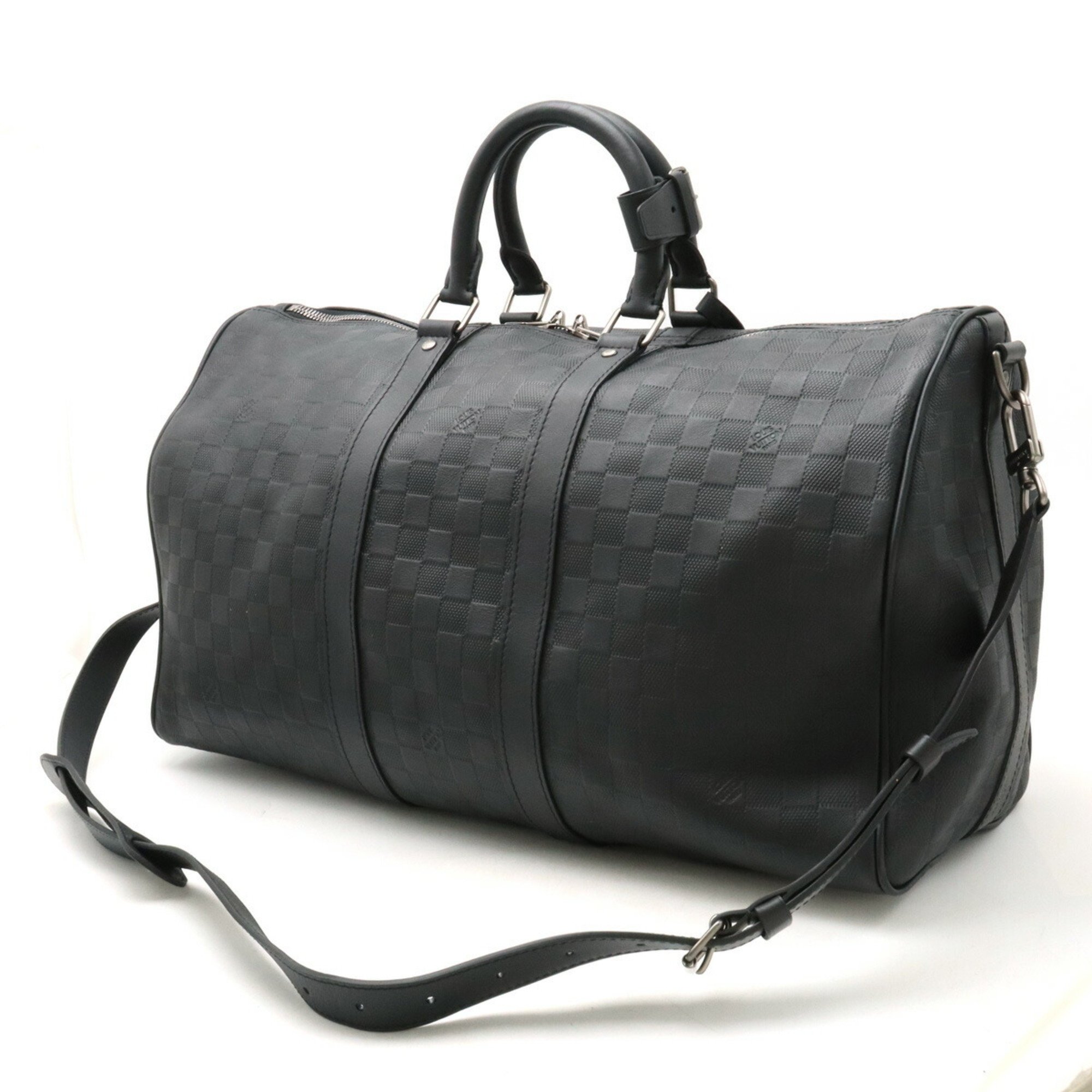 LOUIS VUITTON Louis Vuitton Damier Infini Keepall Bandouliere 45 Boston Bag Shoulder Onyx Black N41145