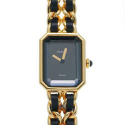 CHANEL Premiere M size H0001 Women's GP/Leather Watch Quartz Black Dial
