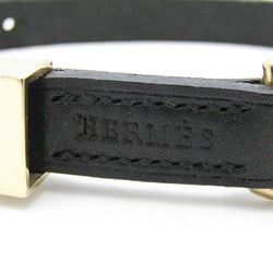 Hermes Dog Collar Leather Metal Black,Gold
