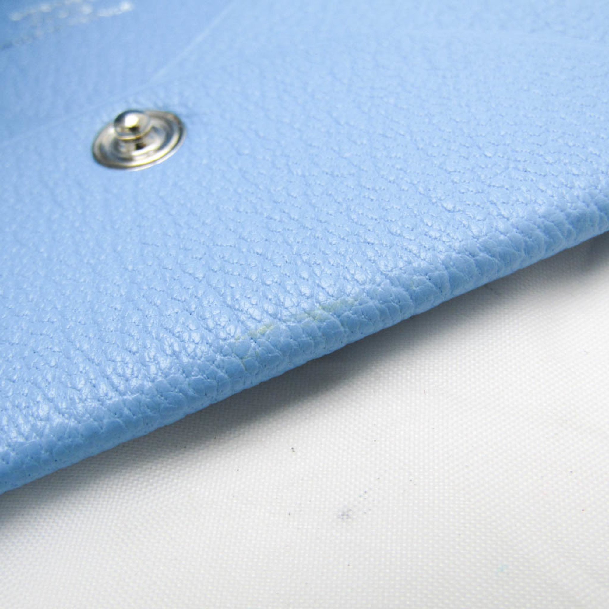 Hermes Calvi Chevre Leather Card Case Blue