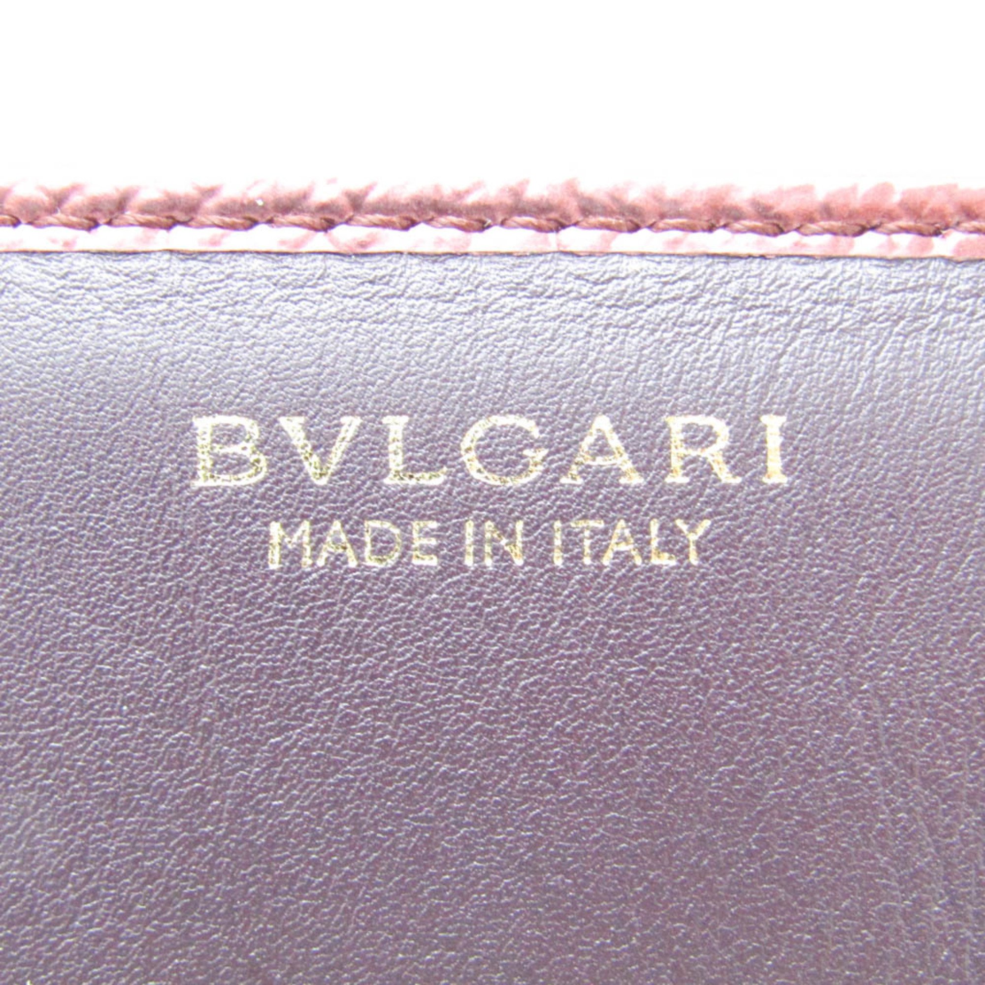 Bvlgari 287072 Leather Business Card Case Bordeaux,Metallic Red