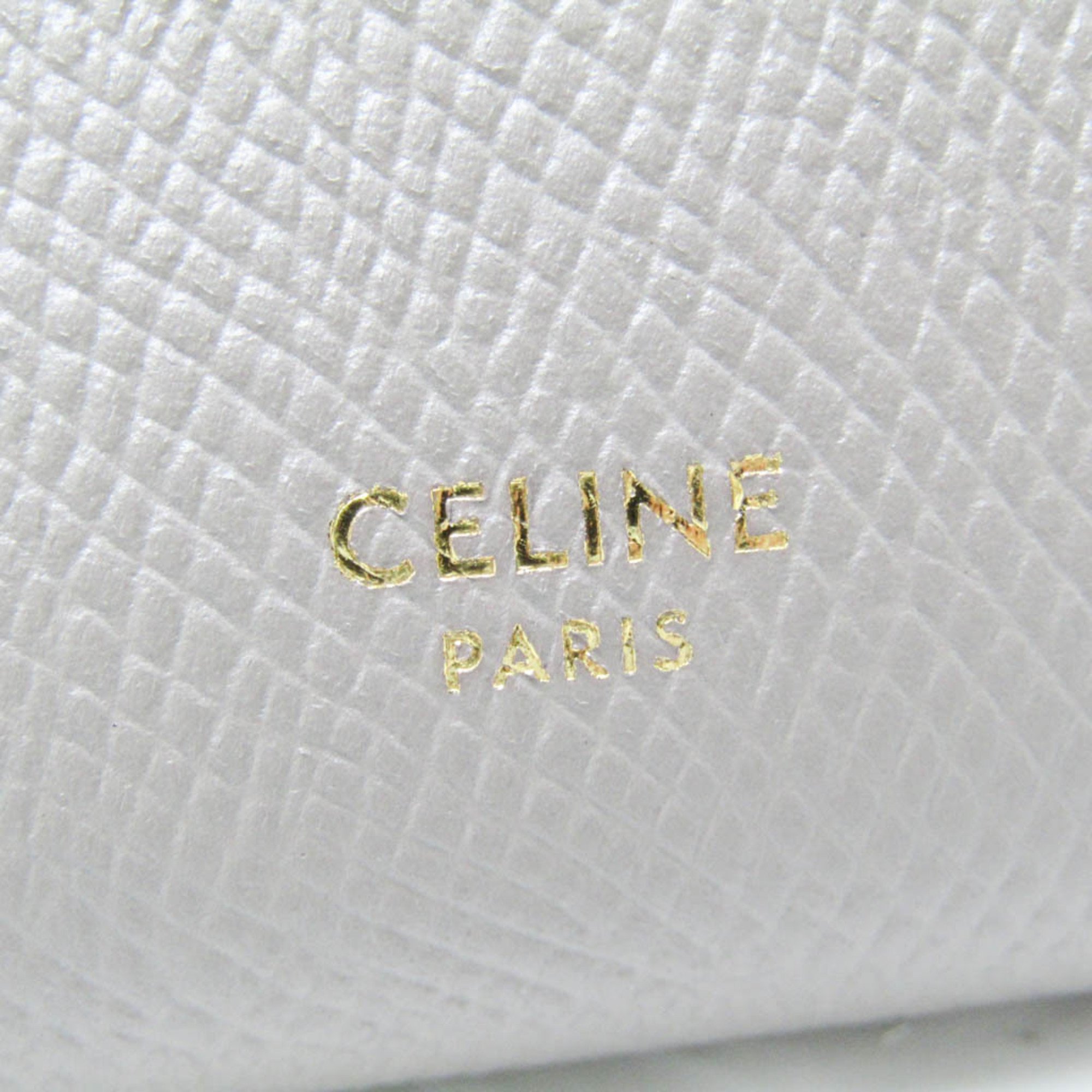 Celine Medium Strap 10B643BFP Women,Men Leather Middle Wallet (bi-fold) Gray Beige