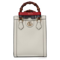 GUCCI Item 739079 Bamboo Handle Double G Diana 2Way Bag White Women's