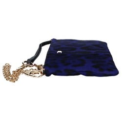 Dolce & Gabbana Leopard Print Pony Chain Shoulder Pouch Clutch Bag Purple Women's