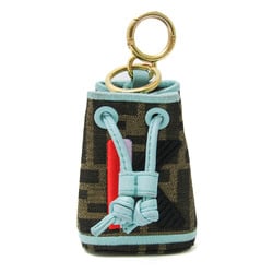 Fendi FF Zuccanano Montresor Bag Charm K Embroidery 7AR762 Keyring (Beige,Brown,Light Blue)