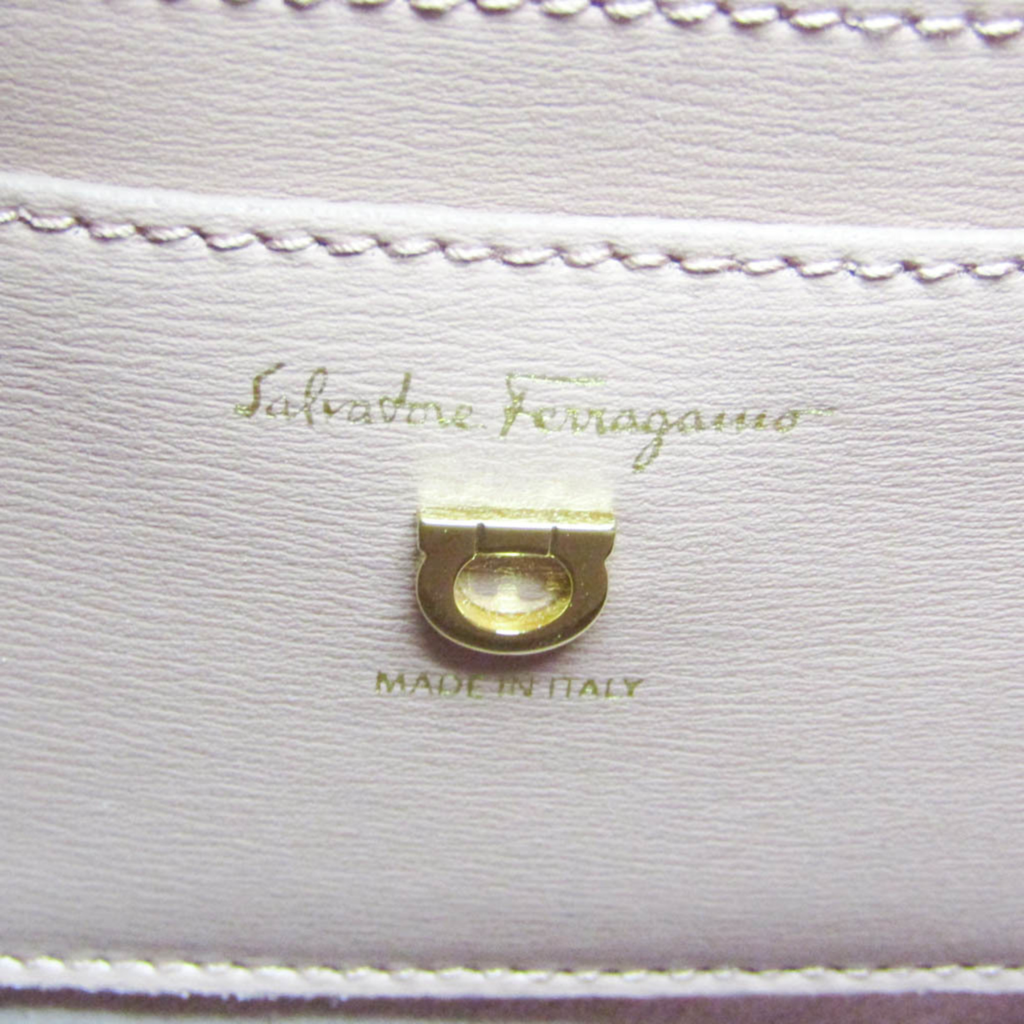Salvatore Ferragamo Gancini DH-21 H484 Women's Leather Shoulder Bag Light Pink