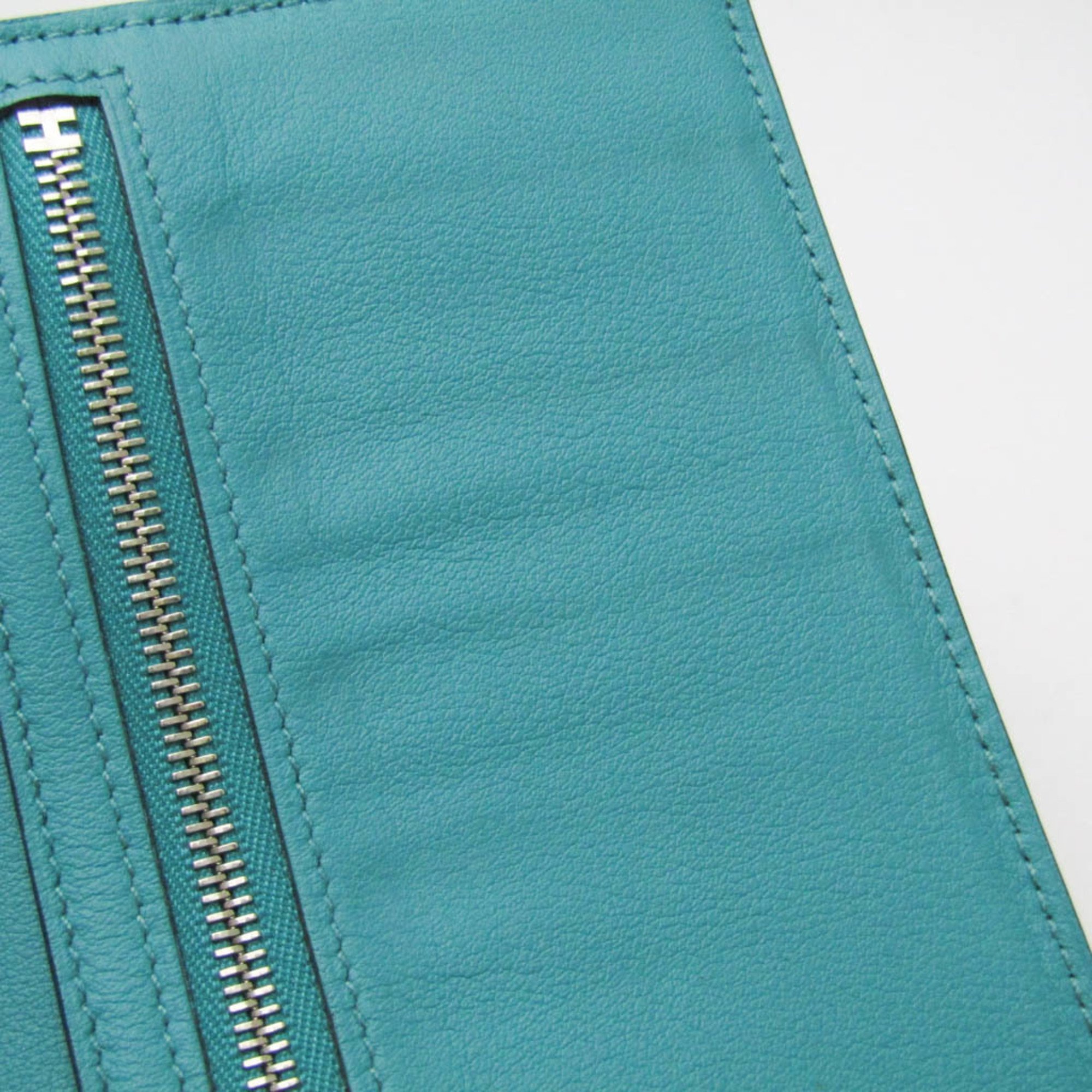 Hermes Citizen Twill Long Silk In Men,Women Swift Leather Long Wallet (bi-fold) Green
