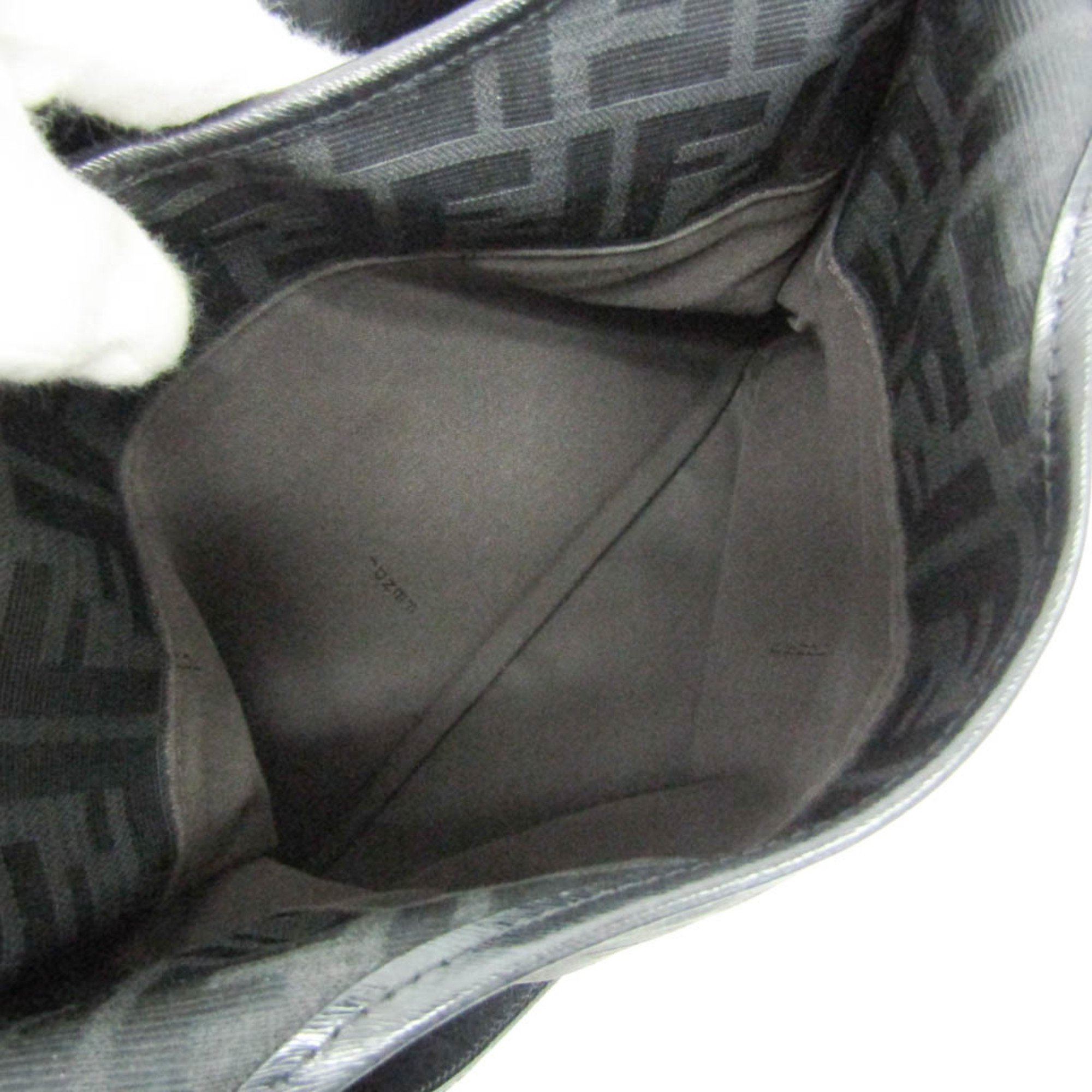 Fendi Zucca 8BH156 Women's Canvas,Leather Tote Bag Black