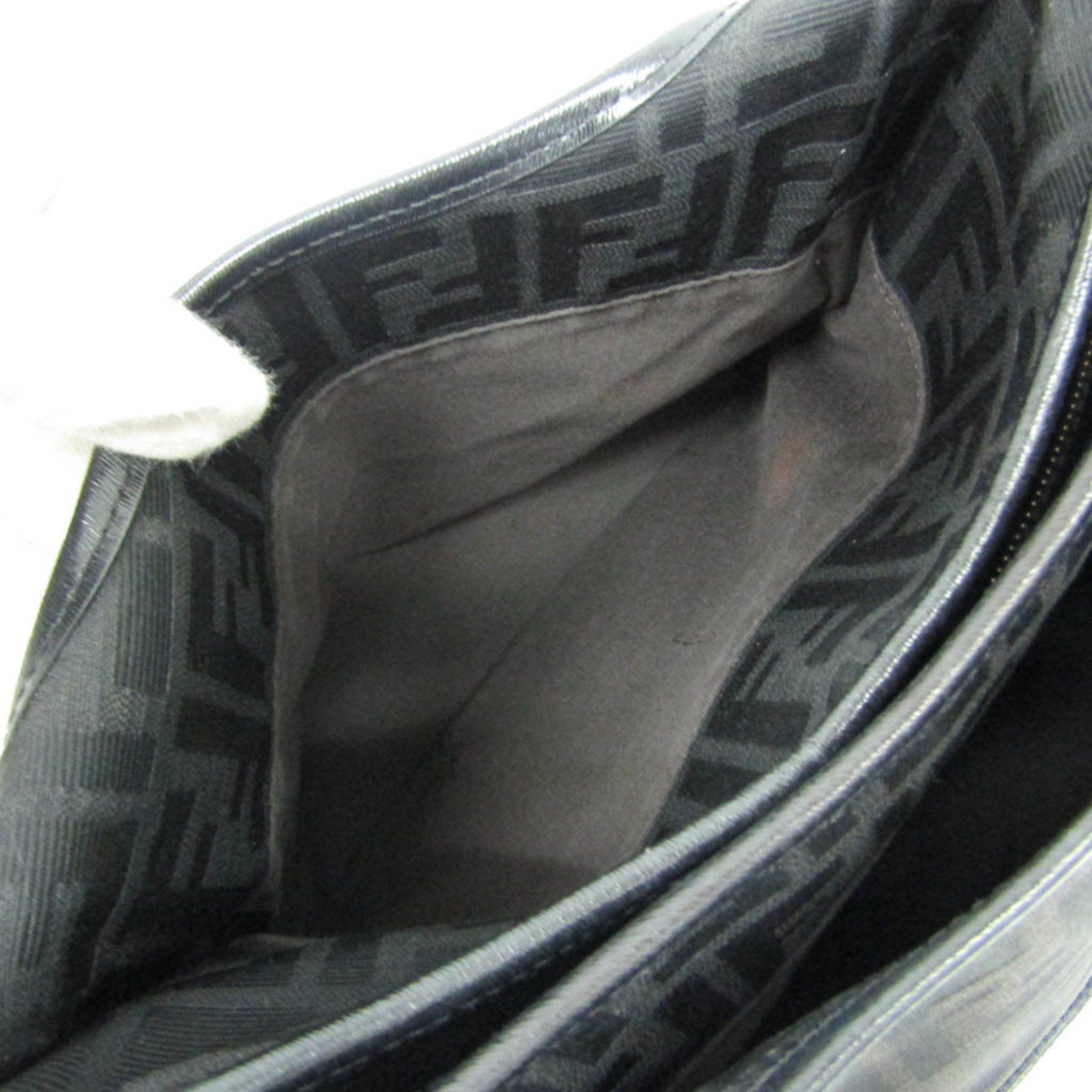 Fendi Zucca 8BH156 Women's Canvas,Leather Tote Bag Black