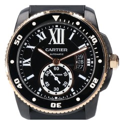 Cartier CRW2CA0004 Calibre de Diver Date Automatic Watch Black x Pink Gold Men's