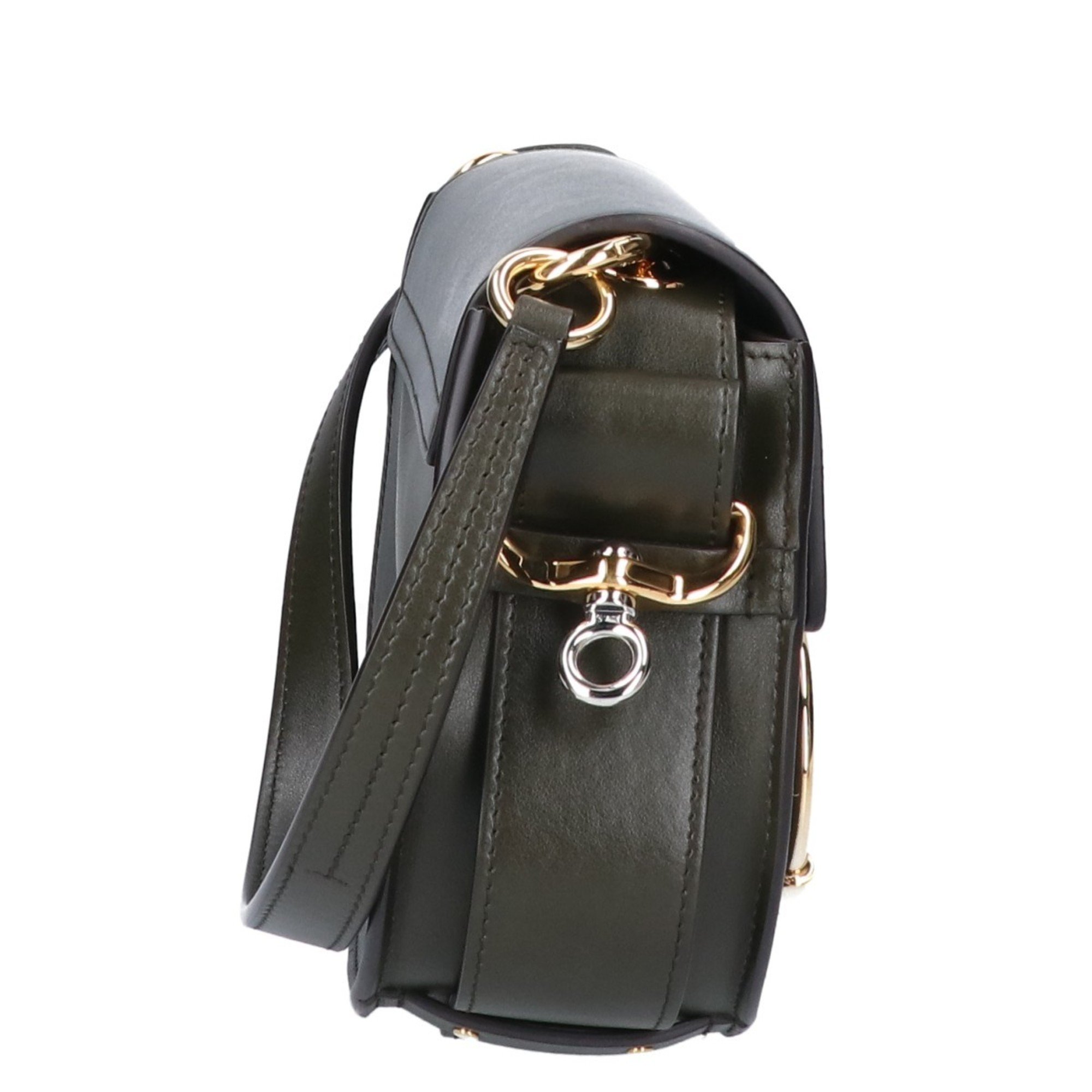 Chloé CHLOE Chloe TESS small leather x suede shoulder handbag khaki ladies