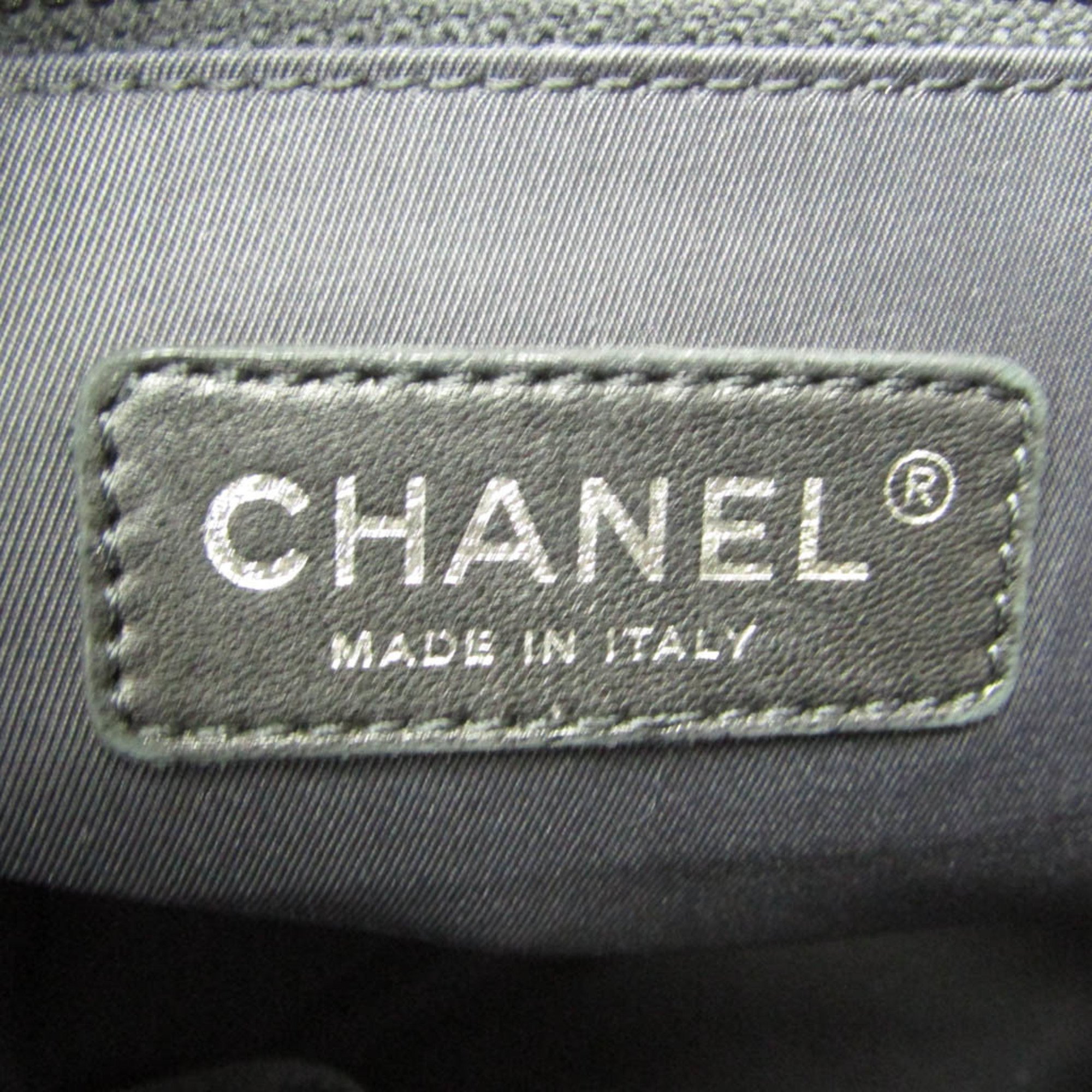 Chanel Paris Biarritz A34209 Women's Coated Canvas,Leather Tote Bag Black
