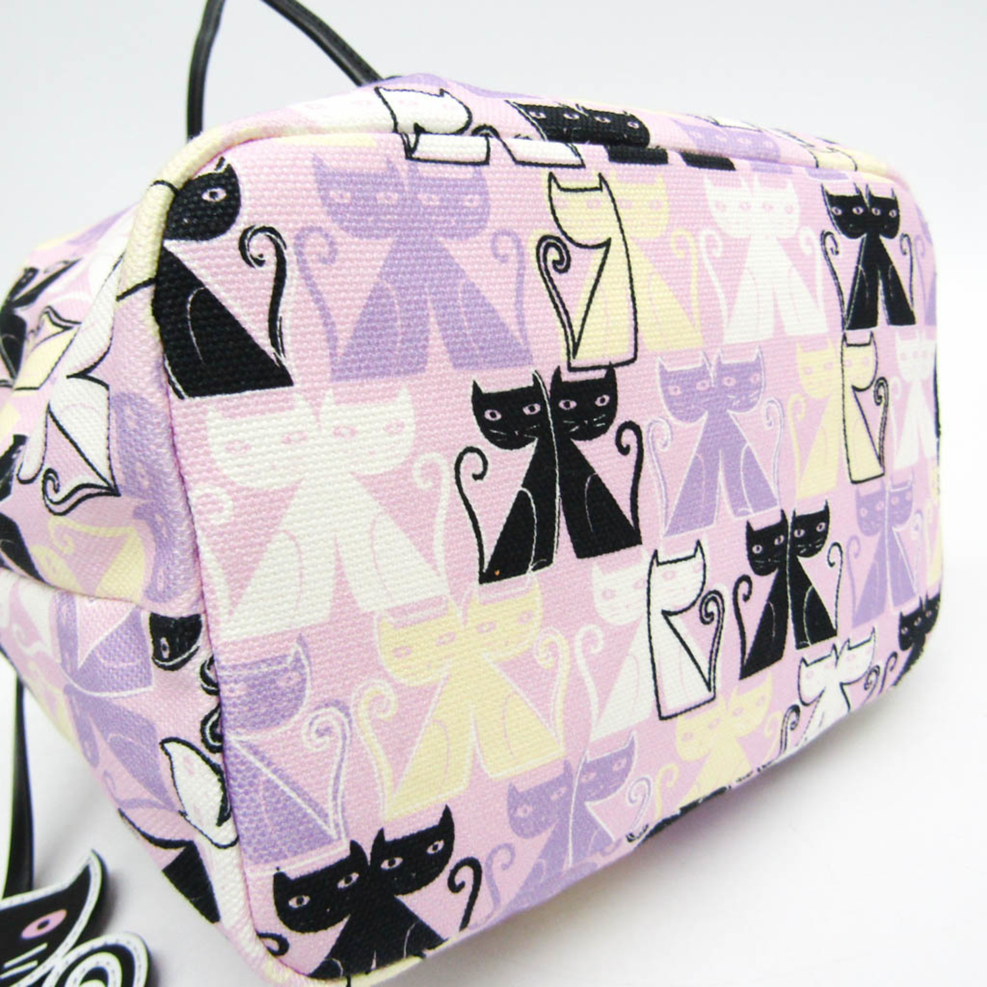 Miu Miu CANAPA CATS Drawstring Bag 5RM014 Women's Leather,Cotton Pouch Black,Light Purple,Multi-color