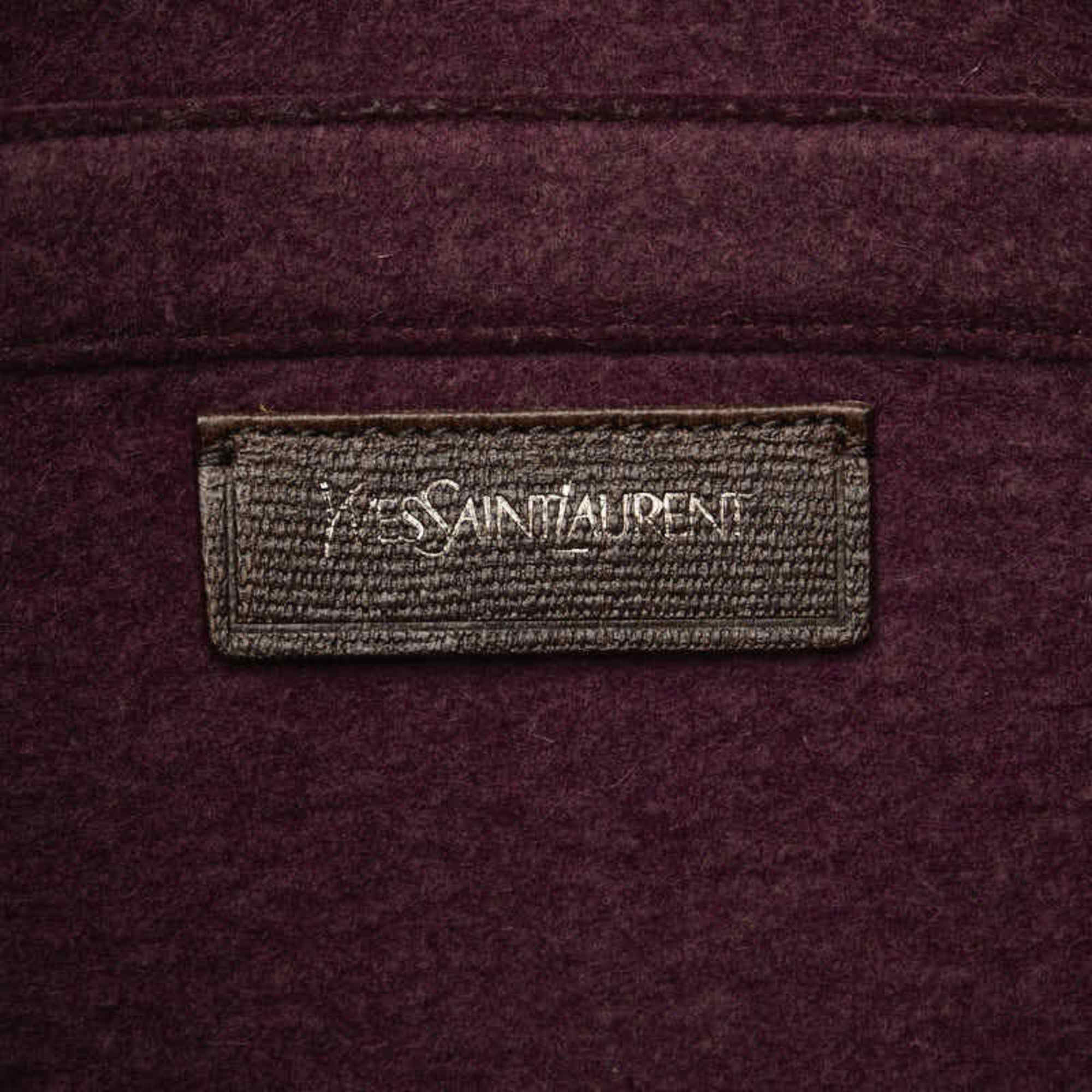 Saint Laurent Tote Bag Shoulder Purple Wine Red Wool Leather Women's SAINT LAURENT