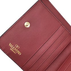 Valentino VALENTINO Bi-fold Wallet Rockstud Compact Leather Red QW2P0649 Gold Metal Fittings Women's