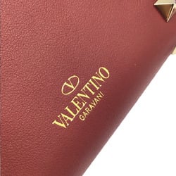 Valentino VALENTINO Bi-fold Wallet Rockstud Compact Leather Red QW2P0649 Gold Metal Fittings Women's