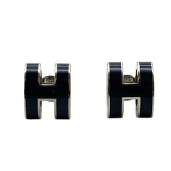 HERMES Hermes Pop H Earrings Silver Navy