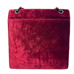 CHANEL Coco Mark Handbag Shoulder Bag Velour Black Hardware 5th Series Wine Red Velvet Women's