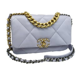 Chanel CHANEL 19 Small Flap Bag Handbag Chain Shoulder Leather Women's Light Purple Metal Fittings