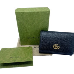 GUCCI GG Marmont Double G Card Case Leather Black Red 739525 Women's Men's