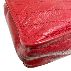 YSL Saint Laurent Chain Shoulder Bag 498894 V-Stitch Leather Red Women's