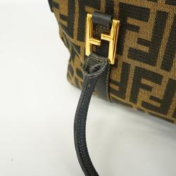 Fendi handbag Zucca nylon canvas leather khaki black ladies