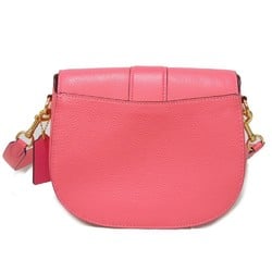 Coach COACH Shoulder Bag Georgie Saddle Crossbody Horse and Carriage Pebbled Leather Confetti Pink C3241 Women's