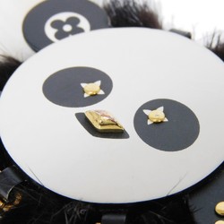 Louis Vuitton LOUIS VUITTON Keychain Portocle Wild Panda Studs Fur Blanc Noir Monogram Flower M63094 Women's