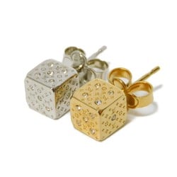 Louis Vuitton LOUIS VUITTON Earrings Lucky Gram LV Flower Dice Cube Silver Gold Monogram M62810 Women's