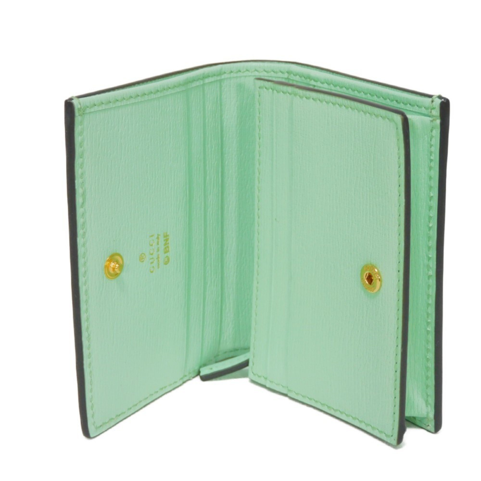 Gucci GUCCI Bi-fold wallet Bananya compact banana cat sakura mochi mint green 701009 U22AG 3067 women's bill compartment