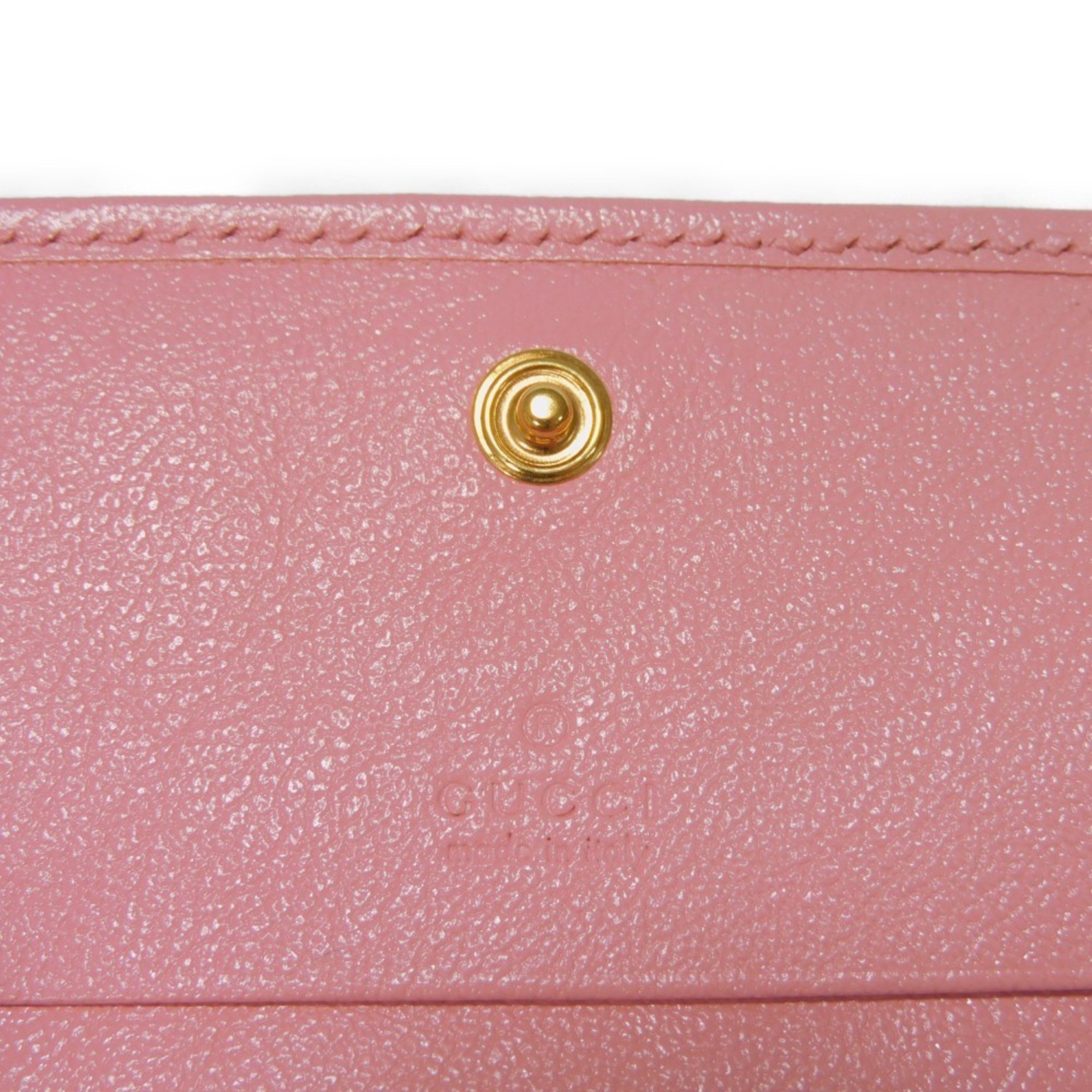 GUCCI Bifold Wallet Quilted Compact Red Pink Bicolor Enamel GG Marmont 573811 1X5EG 6476 Women's Bill Purse