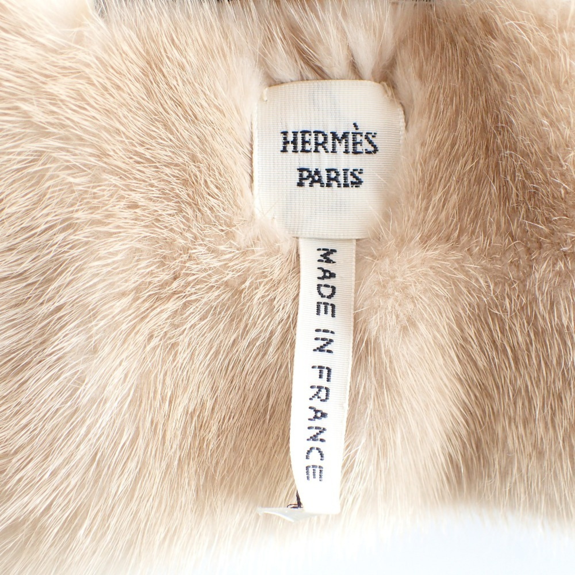 HERMES 591902DN-C1-00 Mink fur tippet scarf beige women's