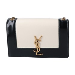 SAINT LAURENT Kate Small Brushed Leather Shoulder Bag OFF WHITE AND BLACK Women's