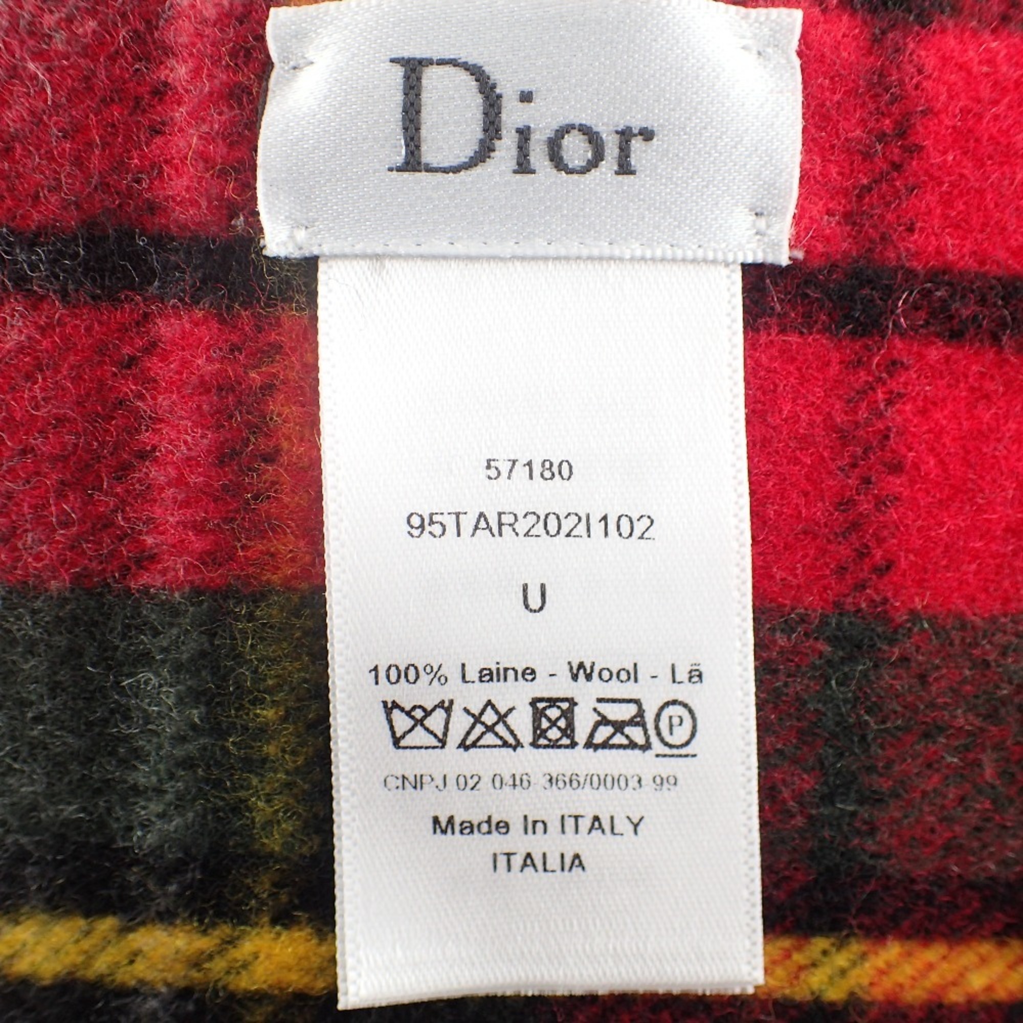 Christian Dior 95TAR202I102 Checkered Scarf Red Women's