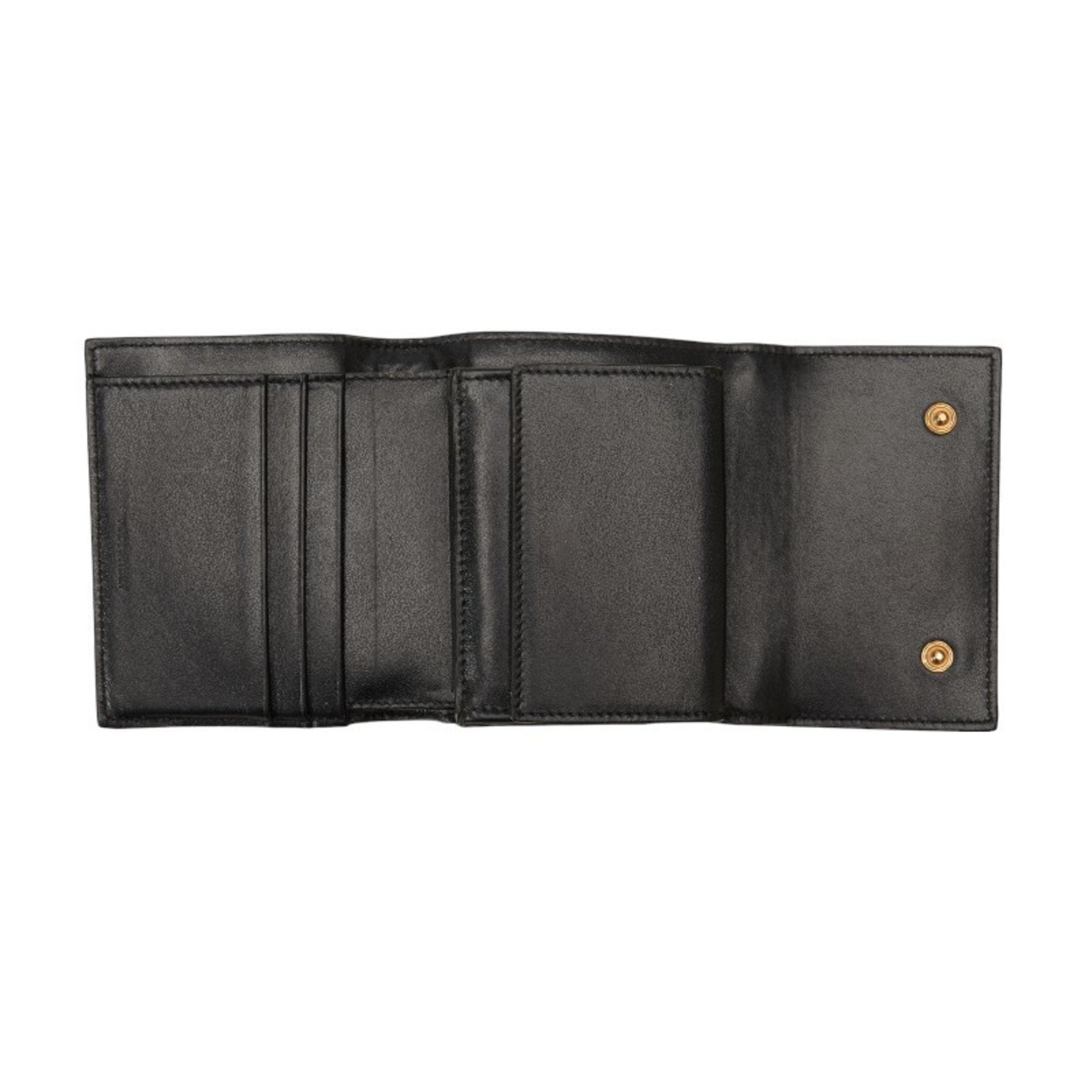 Celine Small Trifold Wallet Black Leather Women's CELINE