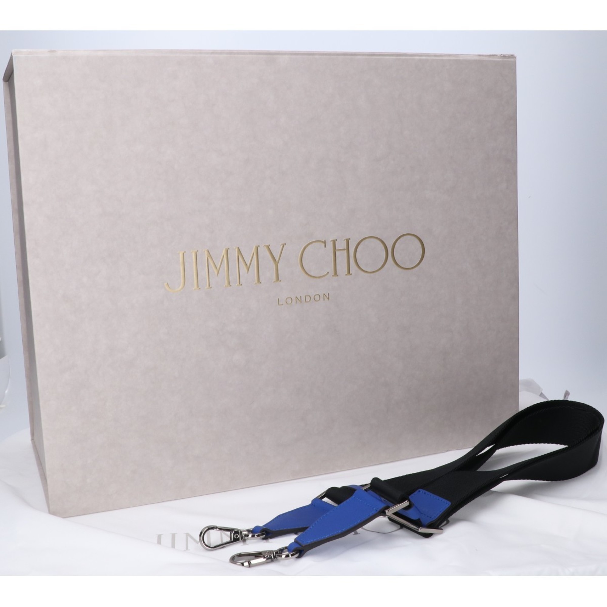 JIMMY CHOO Jimmy Choo Webb Top Handle Fine Grainy Calf Leather Bag Tote Blue Men's
