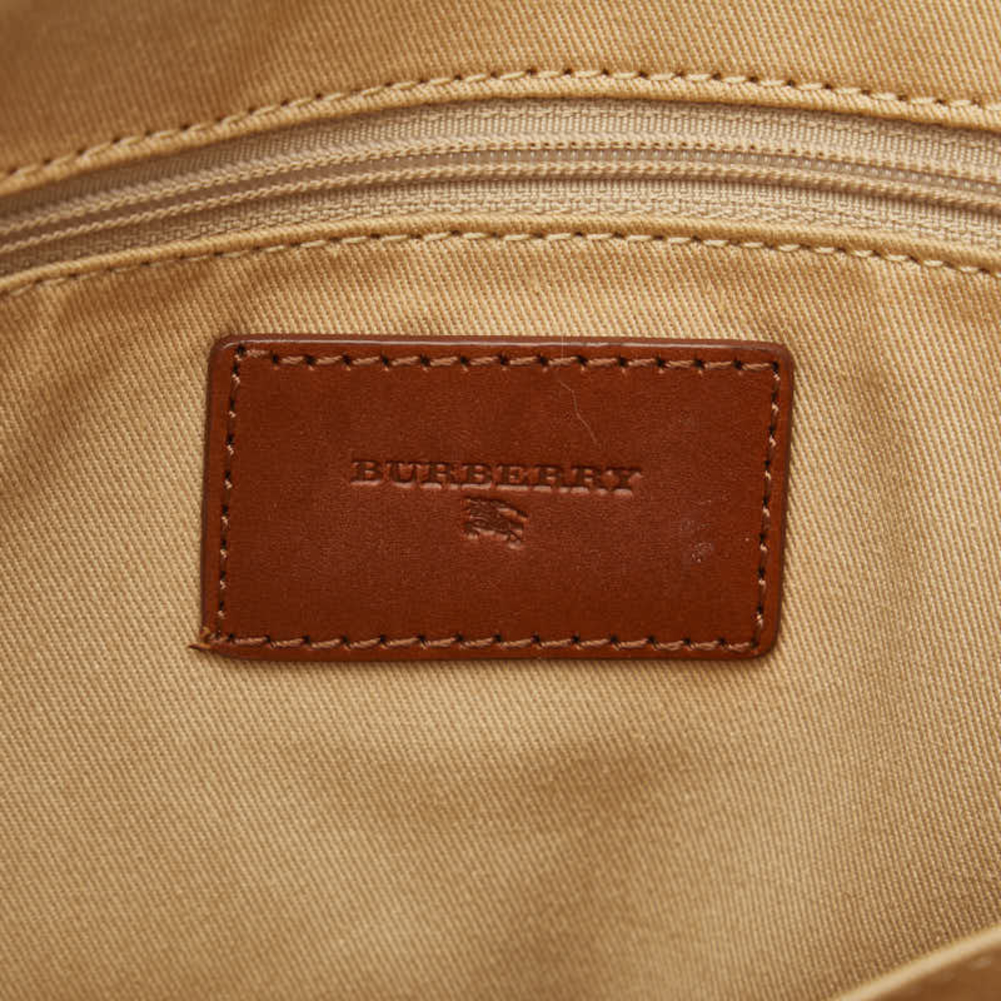 Burberry Nova Check Handbag Tote Bag Beige Brown Canvas Leather Women's BURBERRY